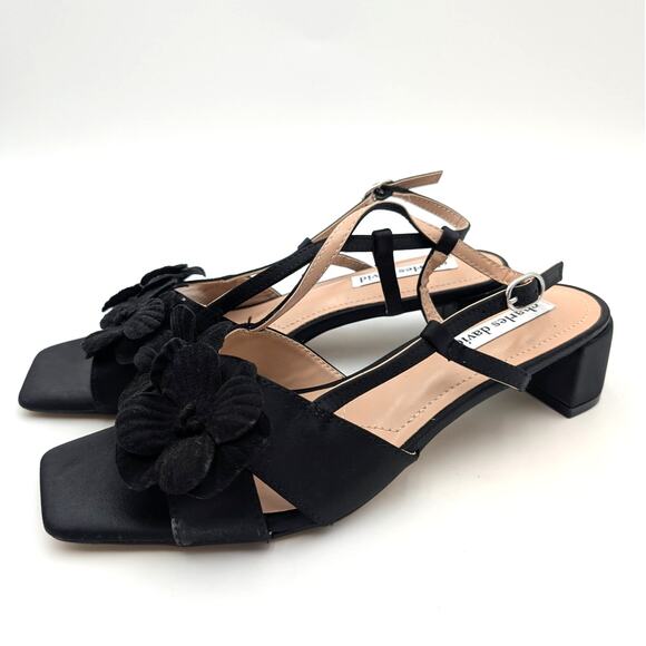 Charles David Dean Slingback Sandal Floral Top Women's Black Size US9M EU39.5 - Picture 1 of 13